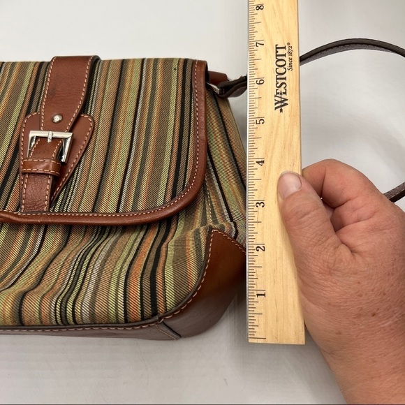 Etienne Aigner Multi Striped Canvas Foldover Shoulder Bag - Picture 6 of 10